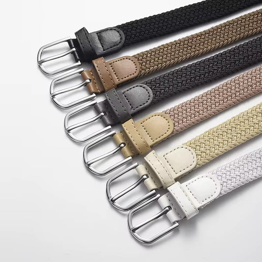 Knitted stretch pin casual belt